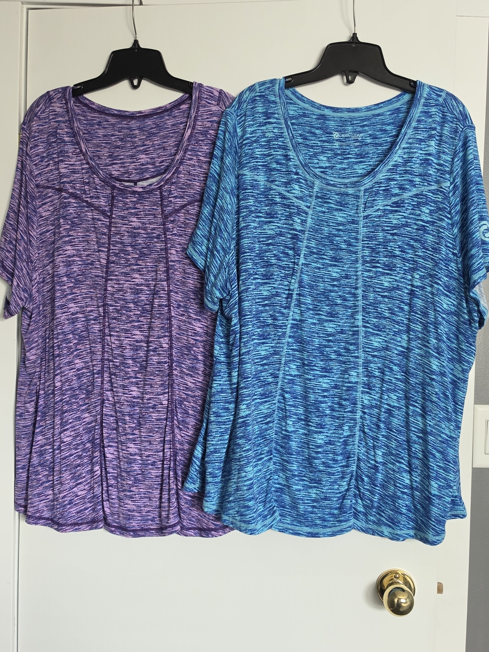 SET OF 2 - Women's Heathered Short Sleeve Scoop Neck Top - PLUS SIZE